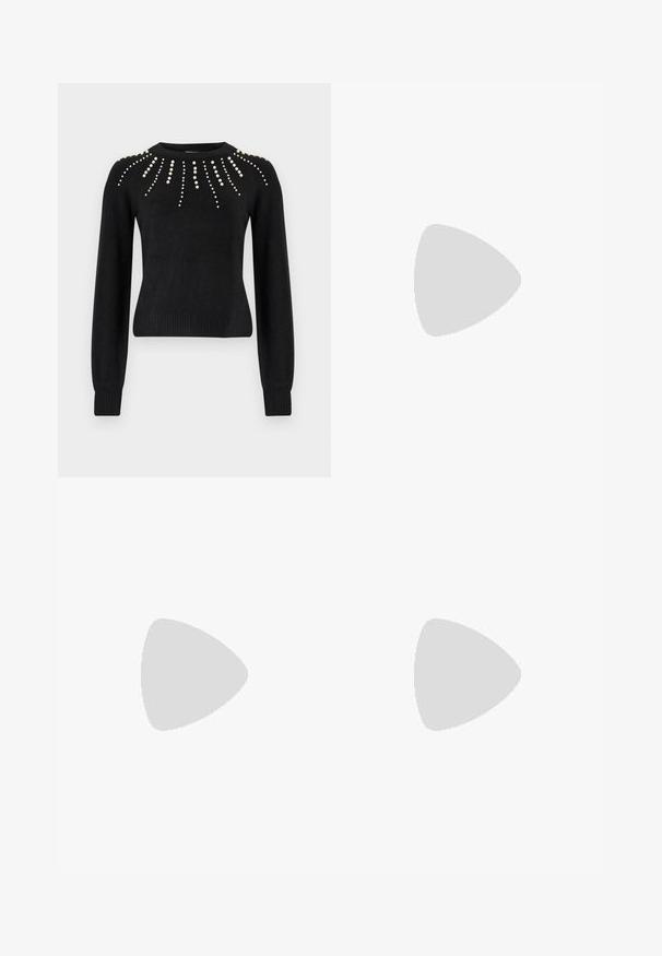 VILA VILINNEA O NECK  - Maglione - black; Noisy May NMJANNEL LOOSE - Jeans baggy - black denim; Stivaletti in pelle nera alla caviglia con punta rotonda, lace-up frontale e suola in gomma spessa con battistrada textured. Tassello sul retro.; Orecchini a cerchio in argento con un design minimalista. Forma circolare, superficie liscia e profilo sottile. Leggeri con una finitura lucida.
