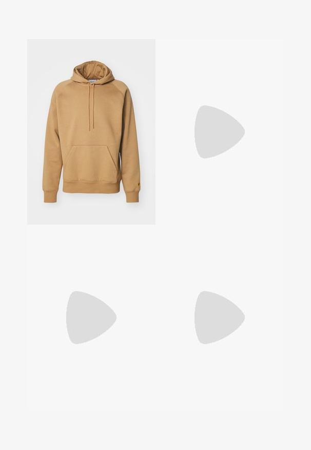 Brown hoodie made of soft fabric, featuring a front kangaroo pocket, adjustable drawstring hood, and ribbed cuffs and hem.; White long-sleeve t-shirt made of cotton. Features a classic crew neckline and dropped shoulder seams, with a smooth, plain texture.; Olive green, high-waisted pants with a straight leg design. Made of a lightweight fabric, featuring front pleats and a button closure.; Black leather sneaker with textured surface, white Nike swoosh, gray sole, round toe, and lace-up design. Features perforations on toe box.