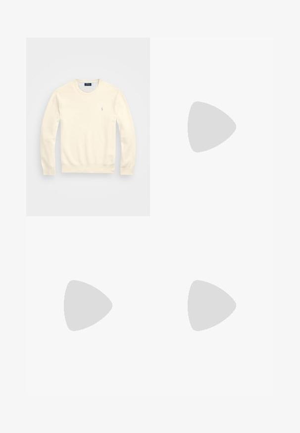 Polo Ralph Lauren KNIT COTTON CREWNECK SWEATER - Pulover - herbal milk; Cămașă bej cu mâneci lungi, dintr-un amestec de bumbac. Prezintă un guler cu nasturi, șapte nasturi pe față și un mic logo brodat pe pieptul stâng.; Chino din bumbac bej cu față plată, bucle pentru curea și buzunare laterale. Design cu picioare drepte, textură netedă și o senzație ușoară și respirabilă.; Adidași din piele albă, design de tip low-top, cu o textură netedă, vârf rotund, față șiretată și un mic logo brodat pe lateral.