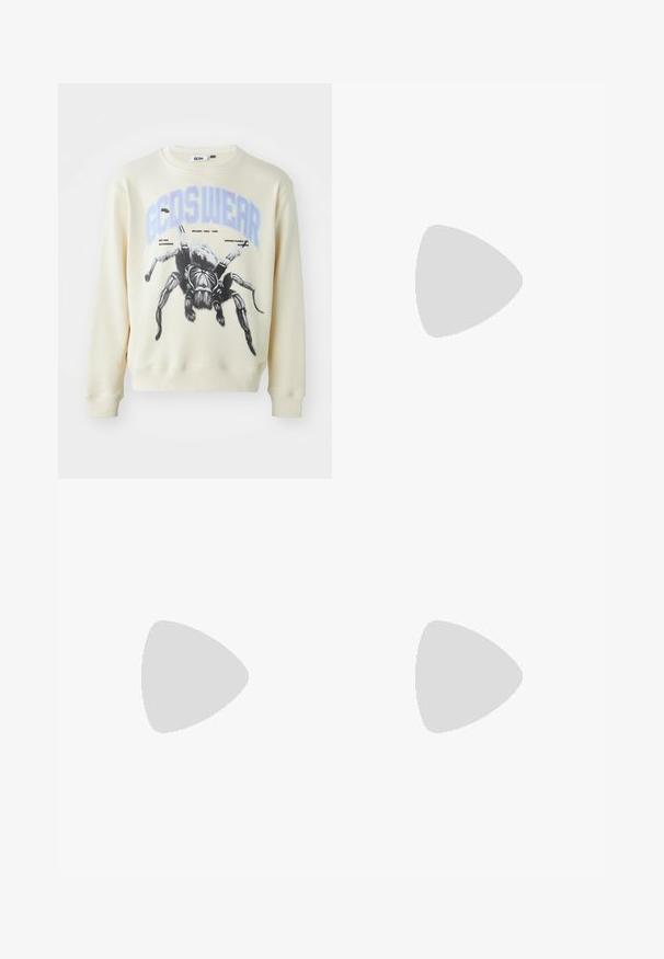 Sweatshirt couleur crème avec un grand graphisme de spider noir et le texte "GCDS WEAR" en bleu. Manches et bas côtelés avec un design à encolure ras du cou.; Pantalons plissés gris à coupe décontractée, en tissu léger. Comprend des poches avant et une fermeture à bouton à la taille.; Mocassins en cuir noir avec une semelle en caoutchouc épaisse, présentant une plateforme surélevée et une sangle sur le cou-de-pied. Texture lisse et forme arrondie.; Dsquared2 UNISEX - Lunettes de soleil - black havana
