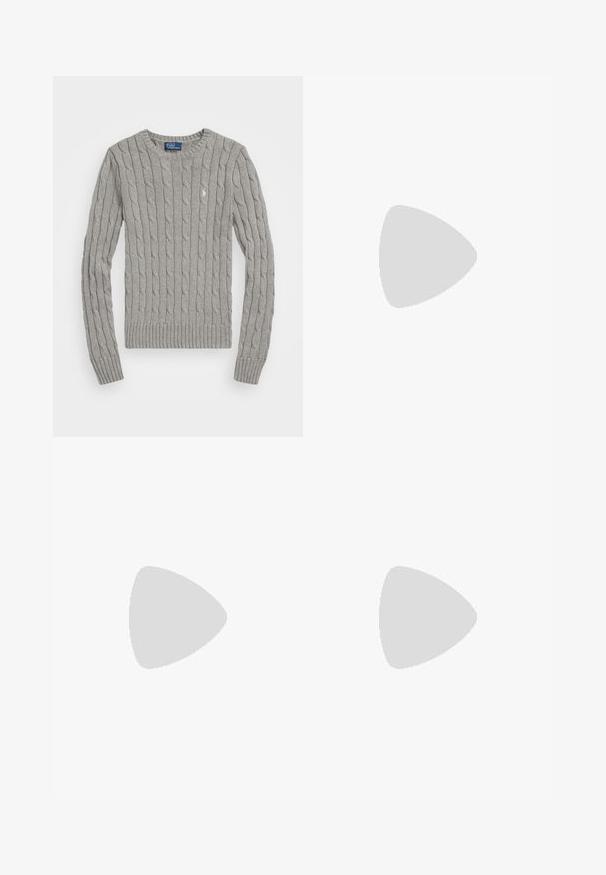 Polo Ralph Lauren Jumper - fawn grey heather; Polo Ralph Lauren CROPPED SLIM FIT TWILL CHINO PANT - Chinos - montana khaki; Polo Ralph Lauren LONGWOOD LEATHER SNEAKER - Trainers - white; Polo Ralph Lauren POLO ID CALFSKIN MINI SHOULDER BAG - Handbag - black