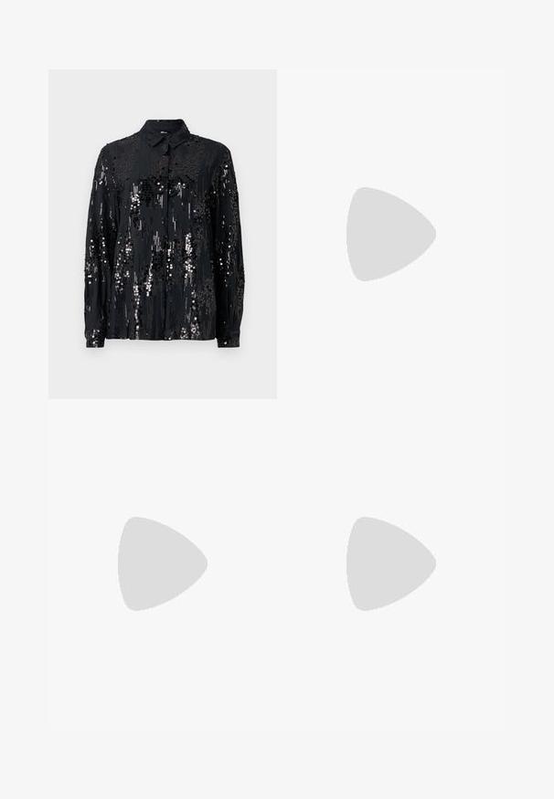 The Kooples CHEMISE - Blusa - black; Falda midi de cuero negro con diseño envolvente, que presenta un cierre de botón lateral, textura suave y una silueta recta.; The Kooples CHAUSSURES - Tacones - black; The Kooples Bandolera - black