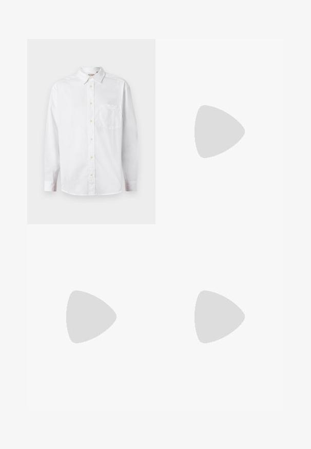 Balta garām piedurknēm pogājamā kreklā ar apkakli un krūšu kabatu, izlikta uz vienkārša gaiša fona.; Beige kokvilnas šorti ar elastīgu jostu, gluda tekstūra un salocīts maliņas izrauts pie kājām. Vienkārša dizaina, bez kabatām vai dekoratīviem elementiem.; Melnas ādas loafers ar noapaļotu purngali, teksturētiem akcentiem priekšpusē un masīvu gumijas zoli ar griezumiem pretslīdēšanai.; Melnā taure, kas izgatavota no gludas auduma, ar š slimu, garu formu un norādītu galu, bez redzamām rakstiem vai akcentiem.