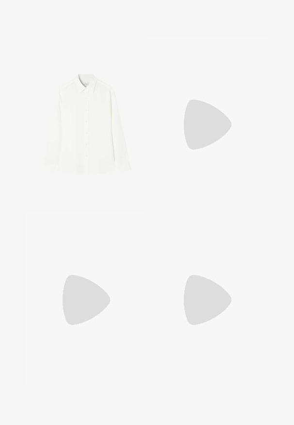Balta ilgomis rankovėmis marškiniai, pagaminti iš lygios medžiagos, su sagų priekiniu užsegimu, klasikinio tipo apykakle ir tiesiu, suapvalintų šonų hemu.; rag & bone Odinės kelnės - black; Baltos sportbačiai su zomšos akcentais, apvaliu nosiu, plokščiais raišteliais ir kreminės spalvos guminiu padu. Ant kulno yra žalia ženklinimo detalė.; Juodas odinis per petį nešiojamas krepšys su užtrauktuku ant priekio, iškilminiu logotipu ir reguliuojama juosta. Lygi tekstūra su struktūrizuota forma.; Sidabrinis nerūdijančio plieno kvarcinis laikrodis su juodu stačiakampiu ciferblatu, turintis analoginius rodykles, skaitmeninį ekraną ir vandeniui atsparumo etiketes.