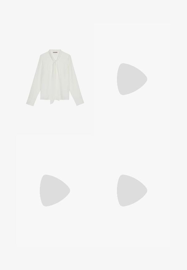 Vit långärmad blus i slät tyg, med en knytning vid halsen och skräddarsydda manschetter. Enkel, klassisk design utan mönster.; Ljusblå denim byxor med vida ben och hög midja, synlig sömnad och standardfickor. Har en knapp- och dragkedjestängning.; Nine West LAPO - Ankelboots - red; Sunglasses med en guldig metallram, gröna linser, rektangulär form och klara plast näskuddar. Tunn, slank båge med minimal design.