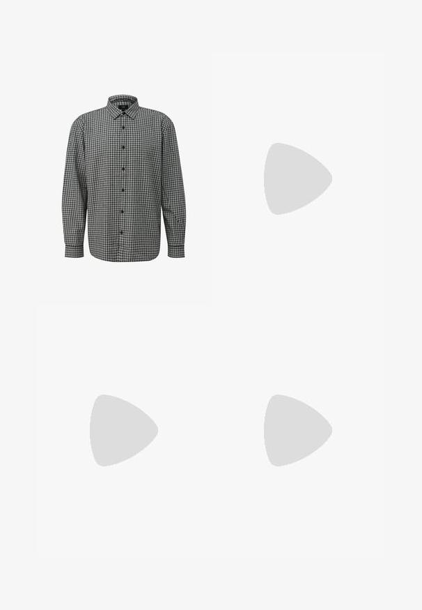 Polo shirt bordeaux, à manches courtes, en tissu tricoté, avec une patte de boutonnage à deux boutons, un col et des poignets rayés dans des couleurs contrastées, logo sur la poitrine.; Chemise à manches longues à carreaux noir et blanc avec un devant boutonné, col moyen et texture tissée. Comprend des boutons noirs et une coupe décontractée.; Pantalons noirs à jambes droites avec une taille élastique, un cordon de serrage et un design discret. Texture de tissu douce. Pas de motifs ou d'accents visibles.; Mocassin en cuir bordeaux avec un bout arrondi, des détails cousus et un petit accent décoratif sur le devant. Semelle plate contrastante.; Sac en cuir marron de style messager avec un rabat plat à l'avant, deux sangles, des accents en métal doré et une bandoulière adjustable.