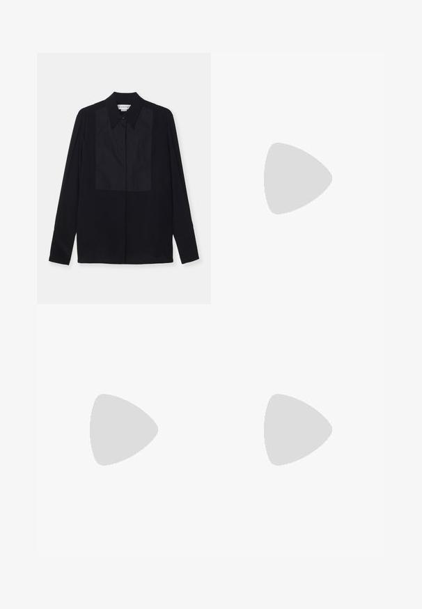 Victoria Beckham CONTRAST  - Button-down blouse - black; Victoria Beckham ALINA TROUSER - Trousers - avocado; Victoria Beckham KITTEN HEEL - Sandals - black; Victoria Beckham DIA HOBO BAG - Tote bag - black