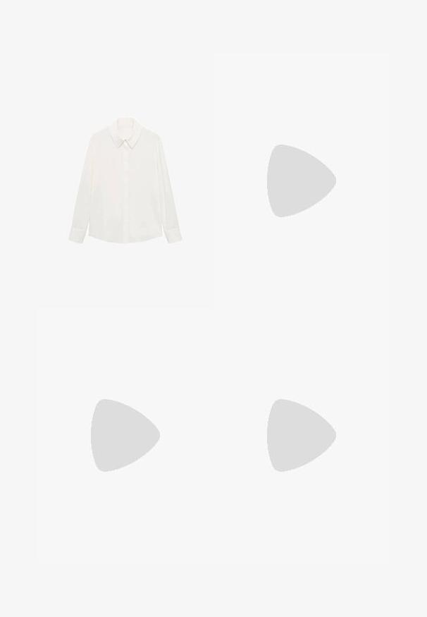 Blouse blanche à manches longues en tissu lisse, dotée d'un col classique, d'un devant boutonné et de poignets, avec une coupe décontractée.; Pantalon de jogging couleur crème en tissu doux, doté d'une taille élastique, d'un cordon de serrage, de poches latérales et de poignets côtelés. Logo "self." imprimé.; Les baskets en tricot pêche présentent trois rayures bleu clair, un bout arrondi, une tige texturée et une semelle en caoutchouc beige. Aucune décoration supplémentaire n'est présente.; Sac bandoulière en cuir marron avec une forme incurvée, quincaillerie dorée et un accent en boucle. Comprend une bandoulière détachable.