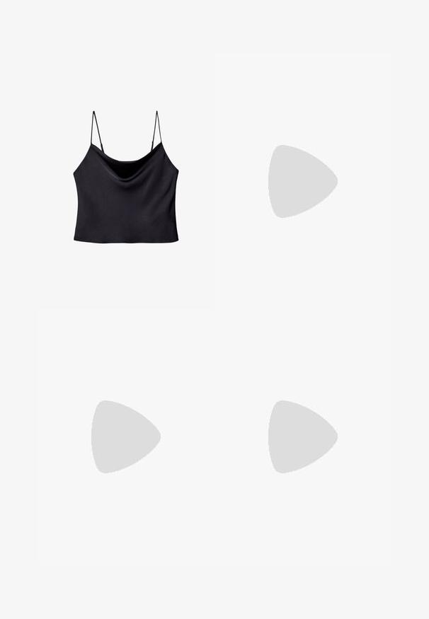 Stradivarius STRAPPY  - Top - black; Stradivarius SMART CULOTTES WITH DARTS - Stoffhose - dark brown; Bershka KITTEN HEEL  - Pumps - green; Even&Odd by Zalando Shopping Bag - cognac