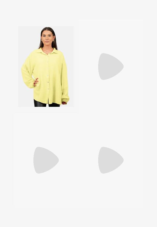 Camicia con bottoni di un vivace giallo, realizzata in un tessuto texturizzato. Presenta un colletto, maniche lunghe e tasche frontali, con bottoni visibili.; Gonna midi con stampa leopardata in tessuto setoso. Caratterizzata da una superficie liscia, sfondo beige neutro con macchie marroni scure e nere.; Sneakers bianchi in pelle con strisce nere, suola in gomma naturale, punta tonda, chiusura con lacci e cappuccio in suede grigio morbido.; Borsa a tracolla in pelle bianca con chiusura in tonalità oro, dettagli neri, tracolla removibile e design strutturato con chiusura a pattina.; Singularu GOTA - Orecchini - gold-coloured
