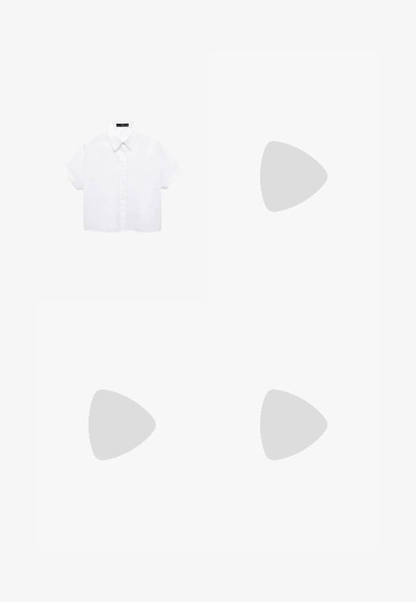 White short-sleeve shirt with a collared neckline, button front, and a boxy shape. Made of smooth fabric with a crisp texture.; Black wide-leg pants with a smooth texture, featuring front pleats and a tailored design. The fabric is lightweight and flowy.; Anna Field Boots - beige; Brown leather handbag with a textured finish, featuring a gold-tone hardware clasp and a single, curved shoulder strap.