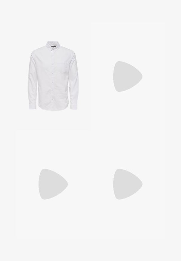 Vit långärmad skjorta med knappar i bomull, med krage, framknappning och en enda bröstficka. Slät textur.; Svarta denimbyxor med vida ben och hög midja, med klassisk femficksdesign och subtil blekning för en texturerad look.; Svarta läder loafers med en slät yta, en platt sula och en rund tå med ett dekorativt band över ovandelen.; Pilotglasögon med gröna linser, svarta metallbågar och en tunn tråddesign. Har böjda skaft och justerbara näskuddar.; Svart läder toteväska med prägling av bokstäver på ytan, med två robusta handtag och en rymlig, ostrukturerad design.; Silverfärgad rostfritt stål klocka med svart urtavla, markerade timindikatorer, datumvisning och vattentålighet upp till 50 meter.; Silver halsband med en rektangulär hänge, med en texturerad yta. Justerbar kedja med små runda länkar och en taggdetalj.