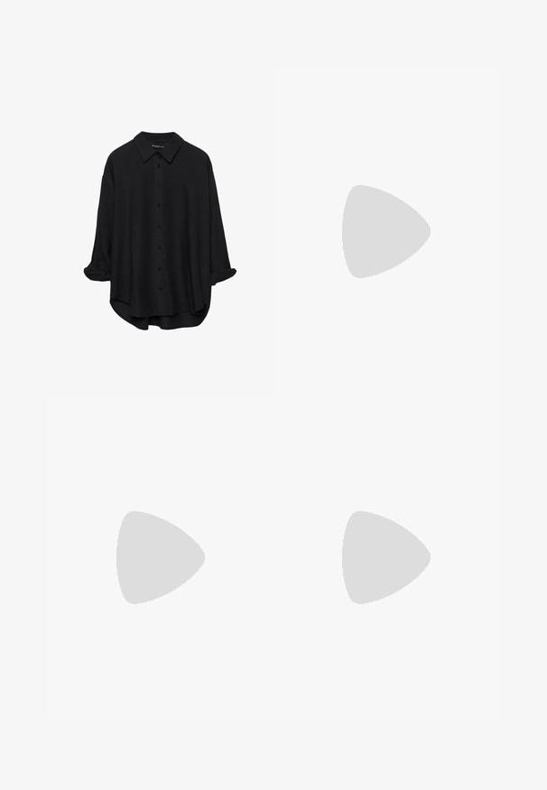 Stradivarius RUSTIKALES DAILY - Button-down blouse - black; Urban Classics Shorts - black; Even&Odd by Zalando Sandals - black; Mango Handbag - pink