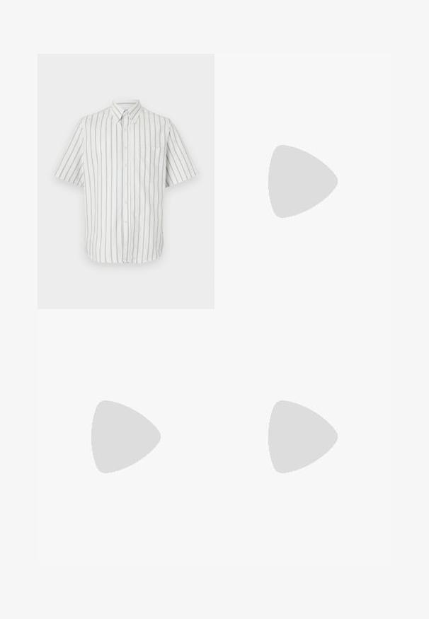 Filippa K STRIPED SHIRT - Button down-skjorte - pale blue/navy; Holzweiler RANGER NATIONAL TEE UNISEX - T-shirts med print - white; Filippa K BAGGY  - Jeans relaxed fit - washed mid blue; Filling Pieces MONDO SQUASH - Joggesko - white