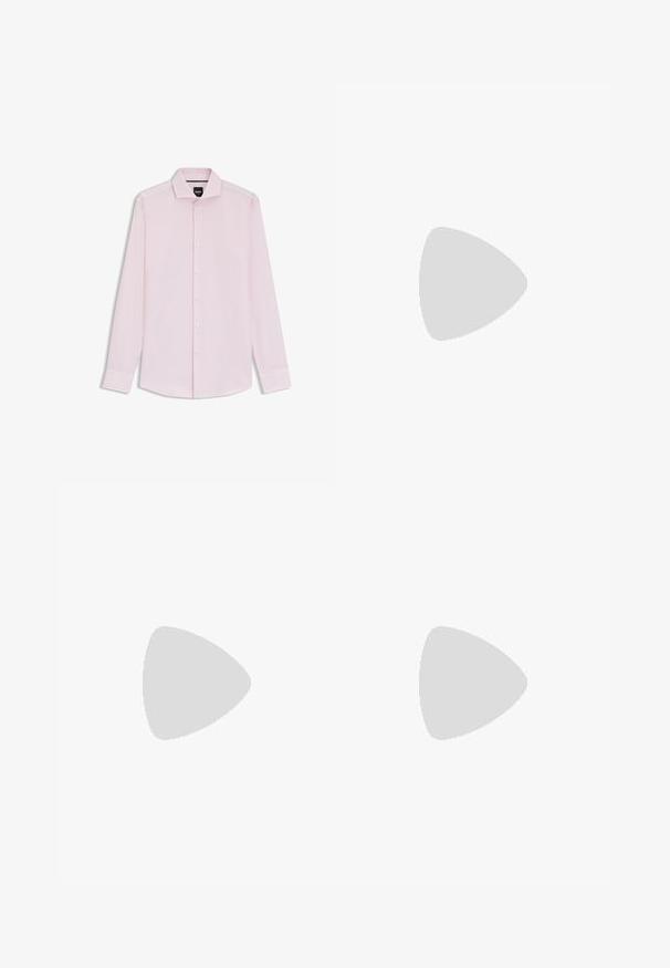 Light pink long-sleeve shirt made from smooth fabric, featuring a classic collar, front button closure, and slightly rounded hem.; Black corduroy pants with a straight-leg design, featuring a button closure and two front pockets. Soft fabric with a subtle ribbed texture.; Brown leather ankle boot with a pointed toe, elastic side panels, textured detailing on the front, and a low stacked heel.; Round metal glasses with thin black frames, clear lenses, and plastic tips on the earpieces. Minimalist design with subtle hardware details.; Green tie with a paisley pattern in orange and blue. Made of fabric, it features a pointed end and a small tag on the narrow end.