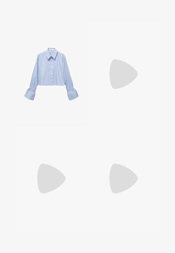 Mango CUFY - Overhemdblouse - light blue; BDG Urban Outfitters DETROIT - Cargobroek - sand; Zwarte flip-flop met een gestructureerde rubberen zool, twee slanke banden en een subtiele, ingedrukte logo-detail op de band.; Bourgondische handtas van glanzend materiaal, rechthoekige vorm, met twee schouderbanden en subtiele gebogen accenten aan de voorkant.