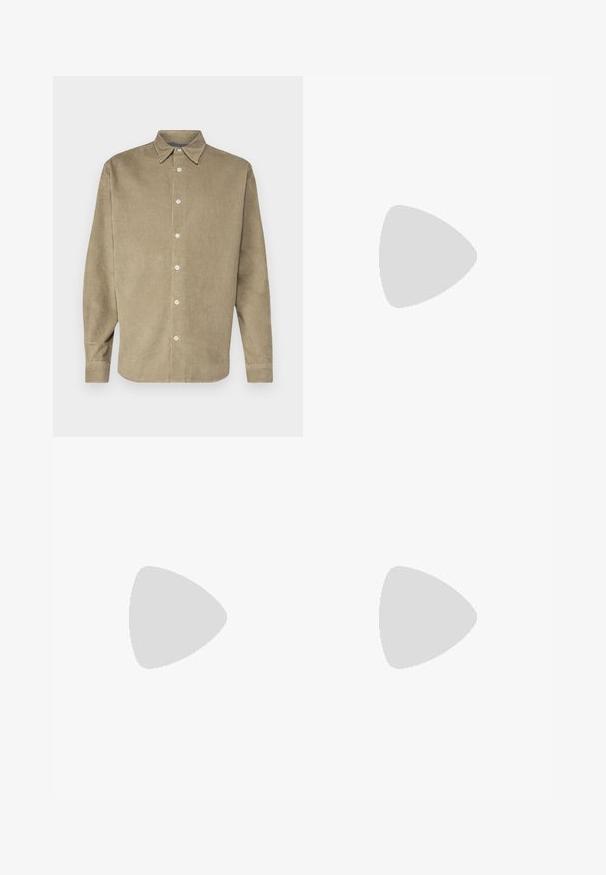 Jack & Jones JJCORDUROY  - Majica - crockery; Bijele široke pamučne hlače s elastičnim pojasom, koje imaju prednje dugme i bočne džepove. Glatka tekstura i minimalistički dizajn.; Bijele kožne tenisice s glatkom površinom, okruglim vrhom, ravnim vezicama i strukturiranom potplatom. Sivi antilop naglasak na peti.; Crne pravokutne sunčane naočale sa tamnim lećama. Sjajni okvir, ravne noge s blagim zakrivljenjem. Minimalistički dizajn, bez ukrasa.