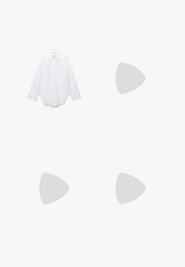 Mango Bluza s gumbima - off-white; Krem hlače s rebrastim uzorkom i širih nogavica, s glatkim pojasom i teksturiranim finišem, dizajnirane za udobno nošenje.; Bež sandala na ravnom potplatu s više tankih trakica i podesivom kopčom. Potplat je ravan s blagim tamnim kontrastom na rubu.; Crna kožna torba za rame s glatkom teksturom, zakrivljenim oblikom i podesivom drškom. Sadrži minimalne šavove i jednostavan dizajn.