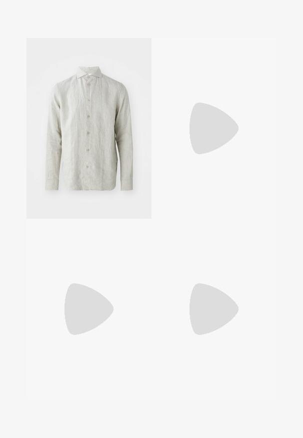 Chemise en lin gris clair avec un devant à boutons, col classique et manches longues. Présente une texture subtile et cinq boutons marron.; Polo crème avec un col classique, des manches courtes et un léger décolleté en V. Texture lisse et design minimaliste.; Pantalons en lin beige clair à coupe droite, texture subtile, fermeture à bouton devant et deux poches latérales. Conçus pour une silhouette épurée.; The Antipode DERBY - Derbies - black
