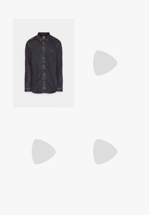 Diesel SIMPLY - Overhemd - black; Witte katoenen tanktop met een ronde halslijn, brede schouderbanden en een rechte zoom, met een gladde textuur en zonder zichtbare patronen.; Zwarte denim jeans met een rechte pijp, voorzien van een ritsluiting, voorzakken en een klassieke vijf-pocket ontwerp. Zachte, stevige textuur.; Zwarte leren loafers met een gladde afwerking, voorzien van stiksel op de voorkant en een lage, stevige zwarte rubberen zool.; Zilveren schakelarmband aan de linkerkant, met langwerpige schakels; parelarmband aan de rechterkant, bestaande uit ronde witte kralen met een zilveren accent.