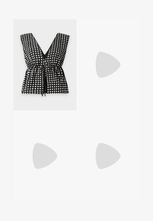 Abercrombie & Fitch BARE BACH PLUNGE TIE FRONT - Blouse - black; Floral midi skirt in white fabric, featuring pink, blue, and green flowers, with button details down the front and a straight silhouette.; Dolce Vita RYDER - Ballet pumps - black; Dolce Vita BIANCA - Handbag - white; Silver hoop earrings with a smooth, polished finish. Round shape with a slightly curved design and blended edges. Pin back closure.