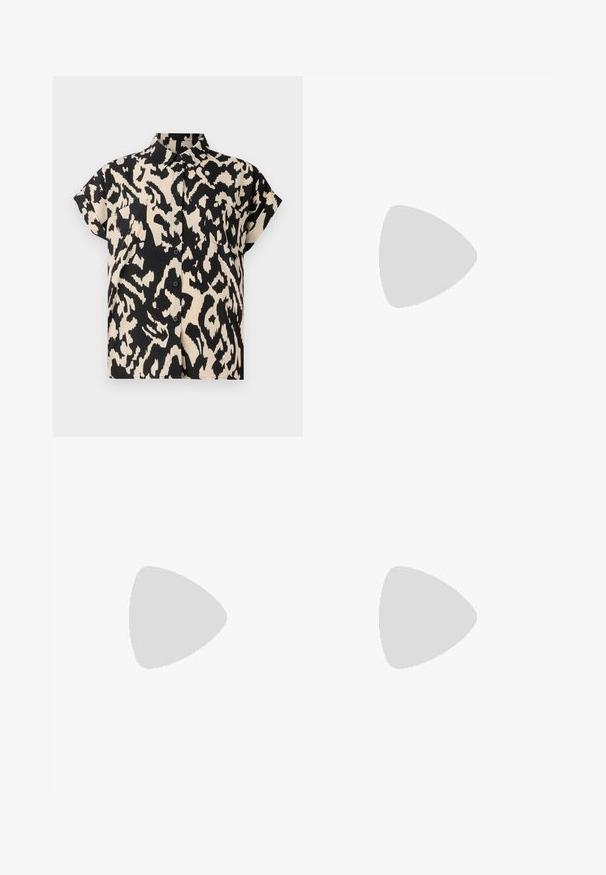 Trumpas rankovėmis, mygtukais užsegamas marškiniai juodai kreminiu leopardu raštu. Turi apykaklės kaklą ir dvi krūtinės kišenes.; Levi's® ANKLE COLUMN SKIRT - Maksi sijonas - wave hello; Juodi oda kaubojiški batai su smailiu nosiu, stulpeliu ir sidabriniais siuvinėti gėlių raštais palei šoną. Kontrastingas siuvinėjimas visoje bato dalyje.; Raudona odinė rankinė su kampuota, geometrine forma. Pasižymi viena reguliuojama dirželiu ir dangteliu su siuvinėtais dekoracijomis.