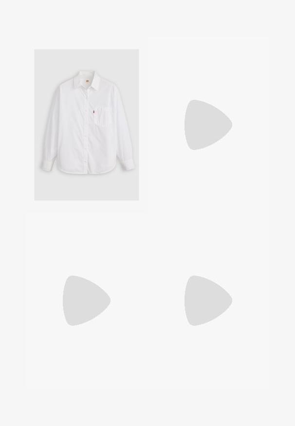 Chemise blanche à manches longues en coton. Présente un col, une poche avant et une petite étiquette rouge près de la poche. Ourlet arrondi.; Jean noir à coupe droite, fabriqué en denim. Comprend des poches avant, une fermeture à bouton et des coutures contrastées.; Sandales à talons en daim noir avec une fine lanière à la cheville, design à bout ouvert et un talon carré modeste. Texture lisse et accents minimalistes.; Sac à épaules en daim marron avec une texture lisse, une forme courbée et une seule sangle. Il comprend une fermeture à glissière et un design sans couture.