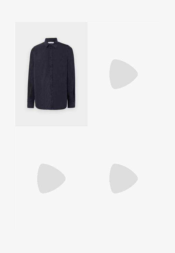 Samsøe Samsøe RYAN SHIRT - Shirt - salute; Three T-shirts in white and black, made of cotton. Each has a round neck and short sleeves, with a logo displayed on the neckline.; Light blue denim flared jeans with a mid-rise waist, five-pocket design, and visible stitching details. Smooth texture with slight fading.; Black leather loafers with a rounded toe, decorative tassel, and stitching details. Flat sole and a polished finish. Side view.