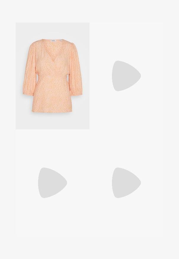 Esprit GATHERED SLEEVE - Pusero - pastel orange; Stradivarius FLOWING -LEG SMART - Housut - dark brown; Anna Field by Zalando Avokkaat - gold; Anna Field by Zalando Käsilaukku - offwhite