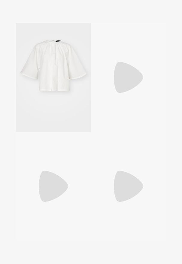WEEKEND MaxMara CRESPO - Basic T-shirt - bianco; Bally Trousers - black; Black leather sandal with thin straps, low block heel, and square toe. Features a buckle closure and smooth texture.; Tortoiseshell sunglasses with oval lenses, brown tint, and gold accents on the arms. Thick frames with a glossy finish and smooth texture.