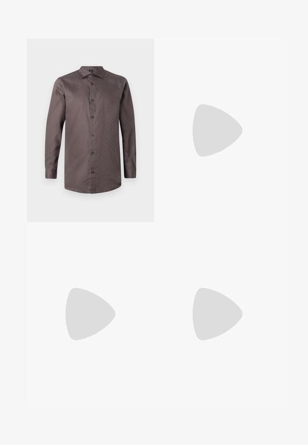 Brun langt-sleevet skjorte med knapper og et subtilt mønster. Har standard krage og sorte knapper, laget av glatt stoff.; Filippa K TERRY CROPPED TROUSERS - Bukse - sage melange; Hvite lærersneakers med en jevn overflate, rund tå, flate lisser og en teksturert såle. Har en subtil logo på hælen.; Sorte, runde solbriller med mørke linser og slanke metalarmer. Inkluderer klare temple tips og sølvfargede detaljer ved hengslet. Minimalistisk design.