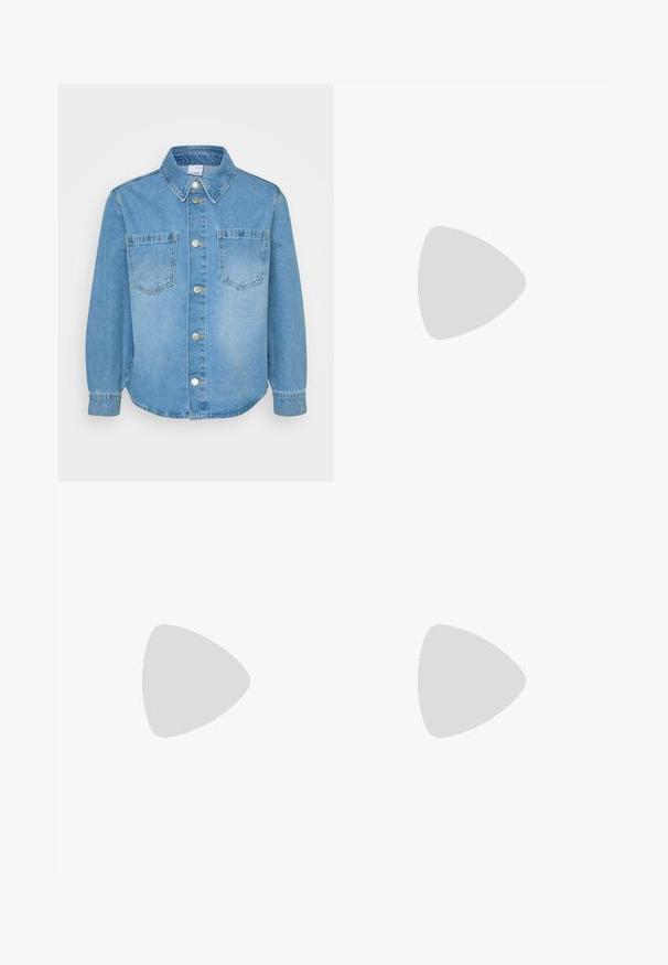 Denim shirt in light blue with a classic collar, long sleeves, two chest pockets, and silver button closures down the front. Smooth texture.; Black wide-leg trousers with a smooth texture, featuring a flat waistband and side pockets, designed with a minimalist aesthetic.; Black strappy sandal with a square toe and a low block heel. Features multiple thin straps and an adjustable ankle strap. Made of smooth leather.; Black leather crossbody bag featuring a smooth texture, rectangular shape, and a metallic chain detail on the front. Adjustable strap included.