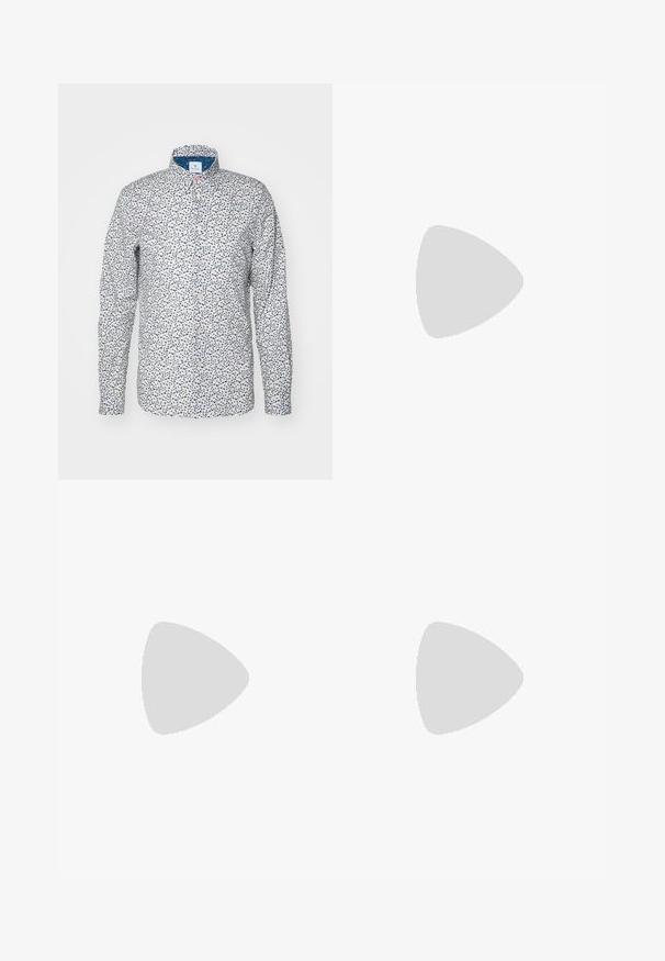 Camisa de botones de manga larga en algodón blanco, con un patrón floral multicolor, cuello abotonado y detalle en el interior del cuello en azul contrastante.; Dondup TROUSERS ZYAN - Pantalones chinos - navy; Filling Pieces MONDO 2.0 RIPPLE UNISEX - Zapatillas - white; Mont Blanc Gafas de sol - black/ruthenium/grey