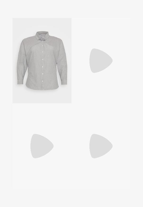 Camicia a maniche lunghe a righe blu e bianche con un design di colletto unico e chiusura con bottoni. Presenta polsini affusolati e un tessuto morbido e texturizzato.; Jeans in denim blu chiaro con design a gamba dritta, dotati di cinque tasche, chiusura frontale con bottone e leggeri effetti di sbiadimento per texture.; Infradito neri con un design minimalista, suola piatta, cinturini sottili e texture liscia. Senza ulteriori motivi o accenti.; Orologio digitale oro con quadrante rettangolare, display LCD, bracciale in acciaio inossidabile e pulsanti laterali. Presenta un'etichetta di impermeabilità.