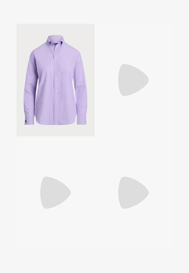 Helles lila Hemd mit klassischem Kragen, langen Ärmeln und einem leichten Stoff. Verfügt über ein dezentes gesticktes Logo an der Manschette.; Weite Jeans aus off-white Denim. Hoch tailliertes Design mit Knopfverschluss, zwei Fronttaschen und kontrastierenden Stickdetails.; MICHAEL Michael Kors CARLSON LOAFER - Slipper - light cream; Cremfarbene Lederhandtasche in geschwungener Form, mit einem goldenen Hardware-Detail. Der Schulterriemen ist mit einem Metallverschluss befestigt.
