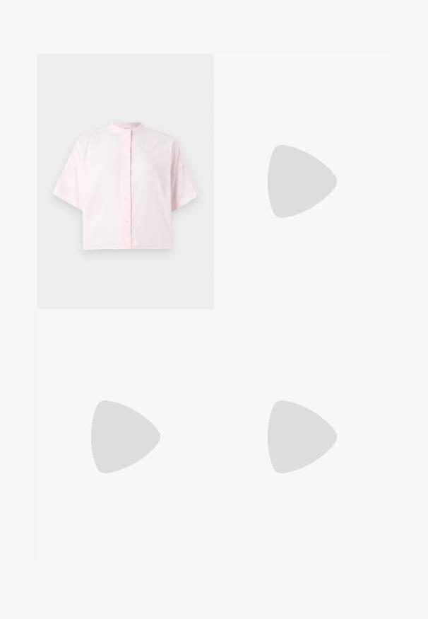 CLOSED RELAXED SHIRT - Bluse - pink; Gestreifte weiße Midi-Rock aus Strick mit einem strukturierten Muster und Ausschnitten am Saum. Elastischer Bund. Weiches Material.; Loeffler Randall LEONIE SOFT BALLET FLAT - Riemchenballerina - gold; Braune Ledertasche mit Klappenverschluss, Beschlägen in Goldfarbe, einem Schultergurt und einer glatten Oberfläche. Kompakte rechteckige Form.