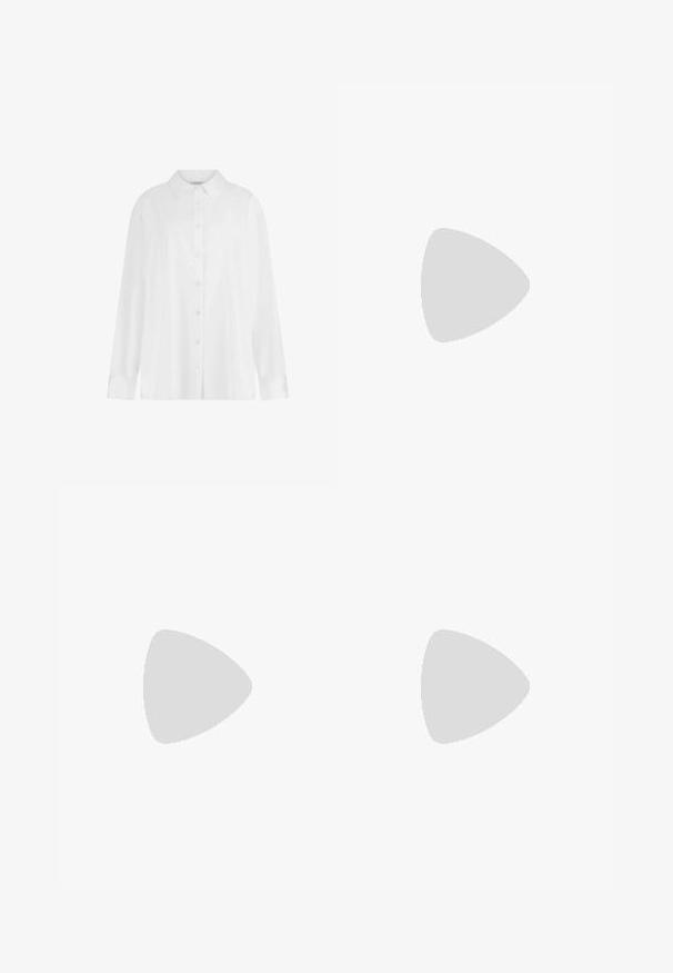 Camicia bianca a maniche lunghe con bottoni, realizzata in tessuto morbido, con colletto classico, bottoni frontali e spalle leggermente basse.; Pantaloni neri su misura con un design a gamba dritta, caratterizzati da una texture liscia e pieghe ben definite sul davanti. Senza hardware visibile.; Tacchi slingback in pelle nera con punta affusolata, caratterizzati da un tacco alto e un accento dorato sulla cinghia regolabile. Texture liscia.; Borsa a mano in pelle nera con un design strutturato, caratterizzata da una forma corta, manico superiore e accessori in metallo dorato. Inclusa tracolla regolabile.
