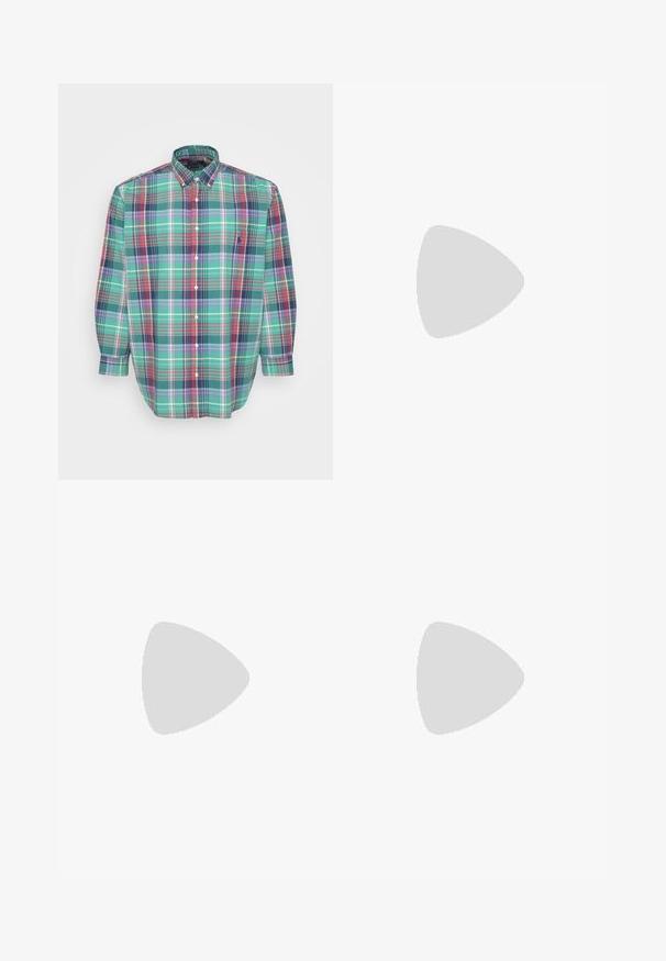Polo Ralph Lauren Big & Tall PLAID OXFORD SHIRT - Πουκάμισο - green/red/multi; Λευκό polo μπλουζάκι από βαμβάκι, με επαναλαμβανόμενο μπλε σχέδιο σκύλων και μικρό μπλε λογότυπο στο στήθος. Κοντά μανίκια και γιακάς.; Απαλή κρέμα, χαλαρές παντελόνες φτιαγμένες από μαλακό ύφασμα. Διαθέτουν ελαστική μέση με κορδόνι, και σχέδιο κωνικού ποδιού.; Ναυτικό σουέτ χαμηλό αθλητικό παπούτσι με υφή, καουτσούκ σόλα και τονικές κορδόνες, που διαθέτει ένα μικρό λογότυπο στο πλάι και στην φτέρνα.