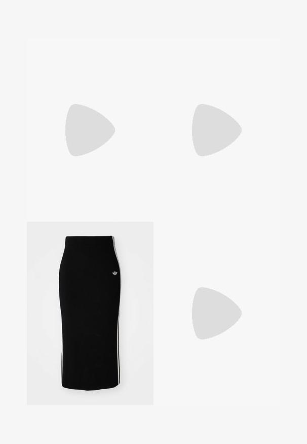 Pitkähihaista puseroa vaaleanvihreästä, teksturoidusta kankaasta, jossa on mock neck ja aaltoileva kuosi. Kapea muotoilu ja lyhennetty malli, jossa on aaltoileva helma.; Musta ribbed midi-hame, jossa on tiukka malli, valkoisilla sivuviivoilla ja pieni valkoinen emblem vasemmalla puolella.; Vihreät ja mustat mokkasneakerit, joissa on kermaiset raidat, näyttävät teksturoidulta päälliseltään ja nauhakiinnitykseltään, keltaista taustaa vasten.; Musta nahkainen kynäpenkkilaukku, jossa on läppä ja kultainen metallinen solkiyksityiskohta. Mukana musta hihna ja tyylikäs, minimalistinen muotoilu.; Kultaiset rengaskorvakorut, ohuet ja pyöreät, joissa on sileä metallipinta ilman koristeluja tai kuvioita.