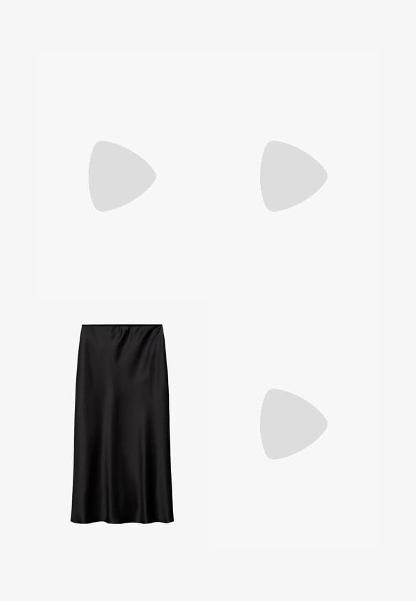Vaalea sininen urheilullinen crop top, joka on valmistettu sileästä kankaasta. Tässä topissa on racerback-muotoilu ja tummansinisellä olevat logot vyötäröllä.; Mustakasta satiinihame, jossa on sileä ja kiiltävä pinta. Hameessa on yksinkertainen, suora leikkaus ja joustava vyötärö, joka takaa tukevan istuvuuden.; Mustat flip-flopit, joissa on röpelöinen kumipohja, kaksi hoikkaa remmiä ja hillitty, kohokuvioitu logotyyli remmissä.; Kilpikonnakuosiset silmälasit, joissa on soikeat linssit ja tyylikäs, sileä pinta. Ominaisuudet: ohuet sivut, joissa on hienovarainen kaari temppeleissä. Kirkkaat linssit.; Ruskea samettikäsilaukku, jossa on sileä ja teksturoitu pinta, kaareva yläosa ja yksi olkahihna. Kestävä rakenne, jossa on minimoitu varusteiden määrä.