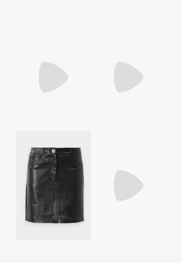 Bijela mašna dugih rukava napravljena od glatkog, rastezljivog materijala. Ima visoki ovratnik i prilagođeni kroj bez uzoraka ili akcenta.; WEEKEND MaxMara HULL - Uska suknja - nero; Smeđa kožna cipela do gležnja sa četvrtastim vrhom, teksturiranim finišem i niskim složenim potpeticom. Ima stražnju petlju za navlačenje i suptilne detalje šivanja.; Smeđa torba od kože s embosiranim krokodilskim uzorkom, cilindričnog oblika, zlatne hardverske detalje i odvojivu naramenicu sa čavlima.