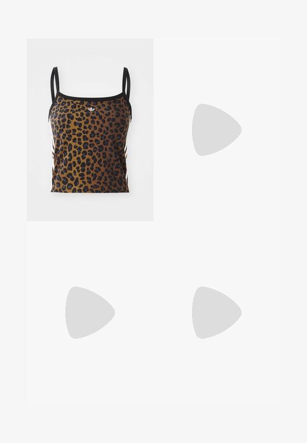 adidas Originals TANK  - Débardeur - multicolor; Jaded London VANILLA RHEA BLOOMER  - Short - cream; Chaussure de sport beige clair avec une tige en mesh, trois bandes et une semelle en caoutchouc texturée. Dispose d'un bout arrondi et d'un design minimaliste.; Sac fourre-tout en daim marron avec deux anses en cuir noir. Texture douce, haut arrondi et un intérieur spacieux. Aucun matériel ou embellissement visible.