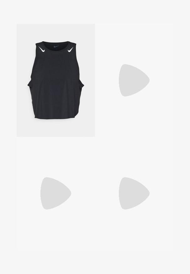 Zwarte mouwloze sportieve tanktop met ronde hals, zijsplitten en witte Nike swoosh-logo's op de schouders. Glad, lichtgewicht materiaal.; Zwarte sportshorts gemaakt van gladdige stof, met een structuur band, een trekkoord en subtiele plooidetails.; ASICS NOOSA TRI 15 - Hardloopschoenen voor op de weg - aquarium/vibrant yellow; Witte siliconen horloge met een gestructureerde band, featuring een ronde wijzerplaat, gouden markers en een groene Lacoste-logo.