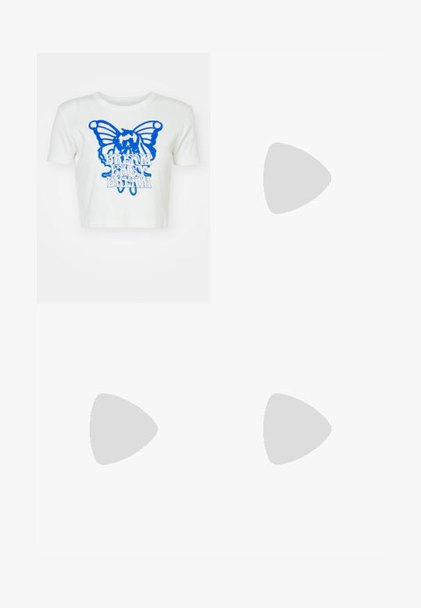 Hvid cropped t-shirt med et blåt sommerfuglegrafik og teksten "Breathe Baby Breathe". Lavet af blødt bomuld, med rund hals og korte ærmer.; Blomstret maxiskørt med en samlet talje, der har livlige orange, grønne og blå mønstre. Letvægtsstof med plisseret tekstur.; Hvide og sorte gummiflip-flops med strukturerede fodsenge, tynde stropper og kontrasterende farver. Hver størrelse har et simpelt design og minimal branding.; Brune skildpaddemønstrede solbriller med firkantet form, gradientlinser og guldmetalaccenter på stænger og arme. Tekstureret overflade.