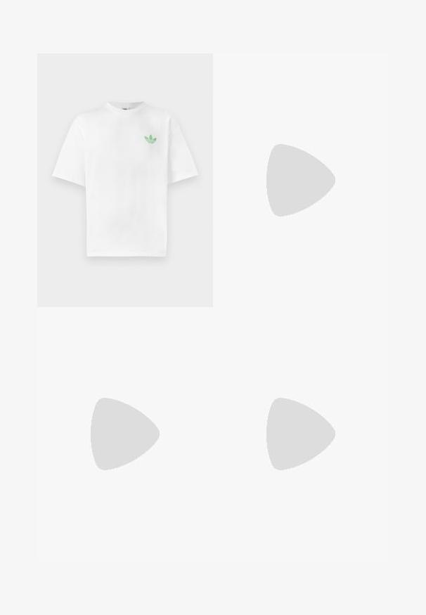 Λευκό βαμβακερό t-shirt με κοντά μανίκια και στρογγυλή λαιμόκοψη. Μικρό πράσινο λογότυπο στην αριστερή πλευρά του στήθους. Απαλή υφή.; Μωβ σορτσάκια με ροζ και ανοιχτό μπλε καστόνι σχέδιο, ελαστική ζώνη στη μέση και πλάγιες σχισμές για αερισμό. Διαθέτουν μια μικρή λευκή λεπτομέρεια λογότυπου.; Μωβ αθλητικό παπούτσι με πλέγμα στην πάνω επιφάνεια, τρεις λευκές ρίγες, μαλακή κολάρο, μαύρες και κόκκινες λεπτομέρειες, υφασμάτινη σόλα και καουτσούκ σόλα.; Μαύρη τσάντα ώμου με φερμουάρ, που διαθέτει το λευκό λογότυπο της Adidas και ρυθμιζόμενη ριγέ θηλιά για εύκολη μεταφορά.