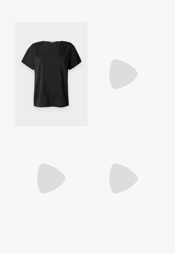 Top negro de manga corta hecho de una tela suave, con un diseño de escote en V y un corte relajado. No presenta patrones ni elementos metálicos visibles.; Falda roja con volantes y lunares negros, hecha de un tejido ligero. Presenta una cinturilla ajustada y un diseño de capas.; Zapato negro de punta afilada con un diseño de panel de malla, que presenta un tacón bajo y cordones en la parte delantera. Está fabricado con una combinación de cuero y material de malla.; Bolso de mano con estampado de serpiente y asa curvada. Hecho de materiales texturizados en tonos beige y marrón, con un patrónen diamante distintivo.