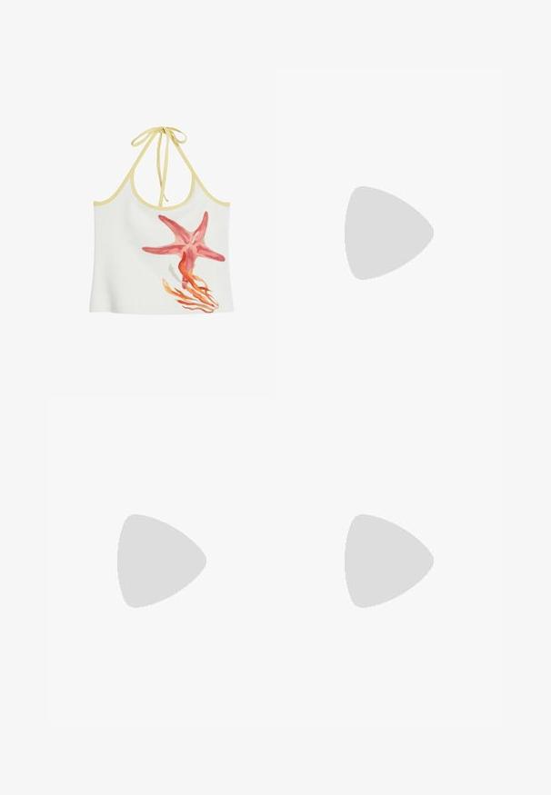 Desigual STARFISH KNOTTED  - Top - beige; Desigual ELASTIC SHELL  - Trousers - beige; Stradivarius WIDE FIT BLOCK HEEL SANDALS - High heeled sandals - white; O Bag Handbag - mint green plain