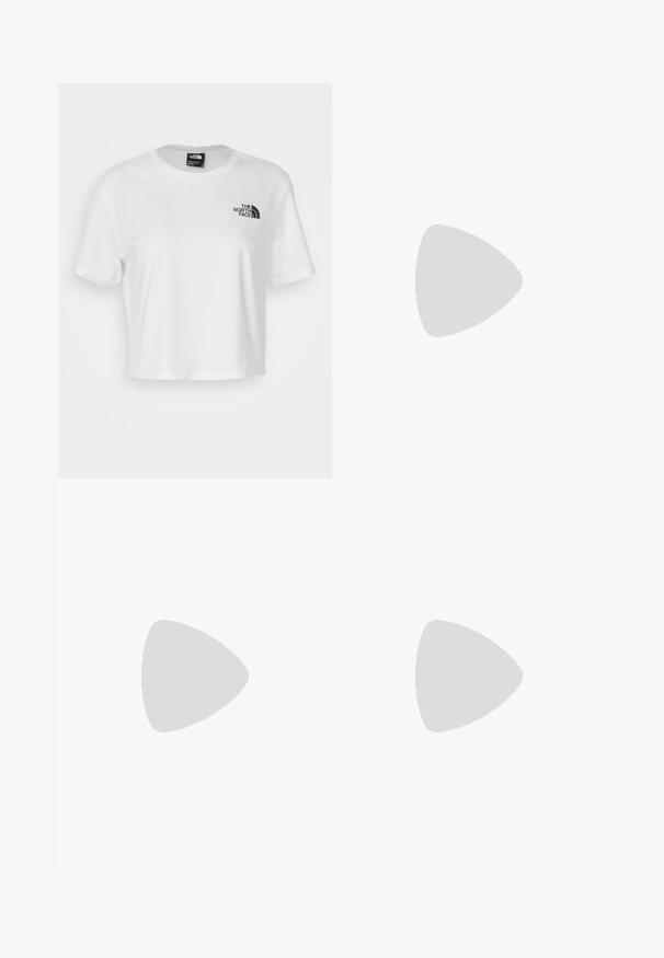 Valkoinen lyhythihainen puuvillapaita, jossa on pyöreä kaula-aukko ja lyhyet hihat. Paidassa on musta logo vasemmassa rinnassa.; Mustat urheilushortsit, jotka on valmistettu kevyestä materiaalista, sisältävät joustavan vyötärön, heijastavia yksityiskohtia ja "The North Face" -logon vasemmalla puolella.; Mustat ja harmaat vaelluskengät, joissa on verkkokangasta ja synteettisiä materiaaleja, kestävä pohja, nauhakuvaus ja vahvistettu varvaskuppi. Brändilogo näkyvissä.; Musta reppu, jossa on vetoketjulla suljettava pääosio, joustava bungee-nauhamalli, pehmustetut hihnat ja logo edessä; valmistettu kestävästä kankaasta.; Mustat hanskat, jotka on valmistettu sekoituksesta teksturoitua kangasta ja nahkaa. Ominaisuuksiin kuuluvat vahvistetut sormipäät, logotuloste ja turvalliset rannekkeen säädöt.