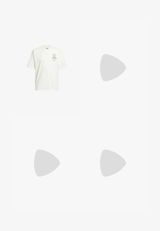 Biela bavlnená tričko s okrúhlym výstrihom, krátkymi rukávmi a grafickou potlačou s nápismi "Adidas" a "Los Angeles" v zelenej farbe.; Kraťasy s vzorom, ktoré majú modré pozadie s kvetinovými motívmi v hnedej, oranžovej a krémovej farbe. Sú vyrobené z bavlny a majú zapínanie na gombík.; Hnedé a modré kárované nohavice s širokými nohavicami skombinované s bielymi topánkami s čiernymi akcentmi a textúrovanými podrážkami, umiestnené na zelenom pozadí.; Kulaté slnečné okuliare s rámom z korytnačiny a hnedými sklami. Majú tenké nožičky s jemnou textúrou a kovovými akcentmi blízko skiel.