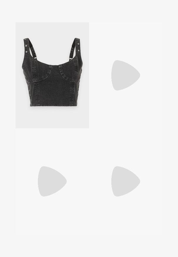 Ksubi DAUPHINE BUSTIER SHADOW - Top - black; Černé rozšířené kalhoty z texturované tkaniny, s pasem a poutky na opasek, se skvělým střihem a bočními kapsami.; Paul Smith TOPANGA - Klasické baleríny - black; Černá kožená crossbody taška se dvěma předními kapsami, zlatými přezkami, zipovým uzávěrem a štíhlým popruhem. Texturovaný povrch a kompaktní obdélníkový tvar.